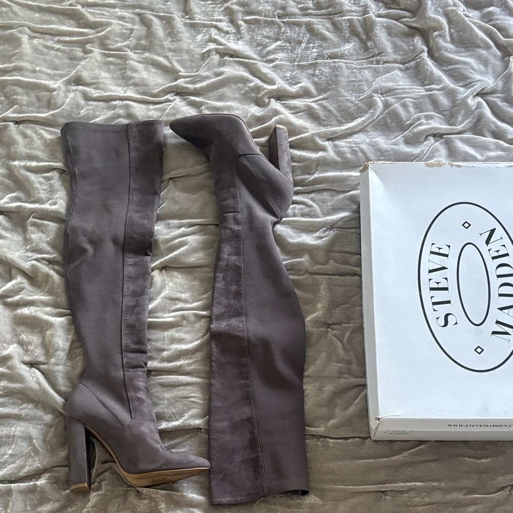 Steve Madden Tall Black Over-the-Knee Block Heel Boots